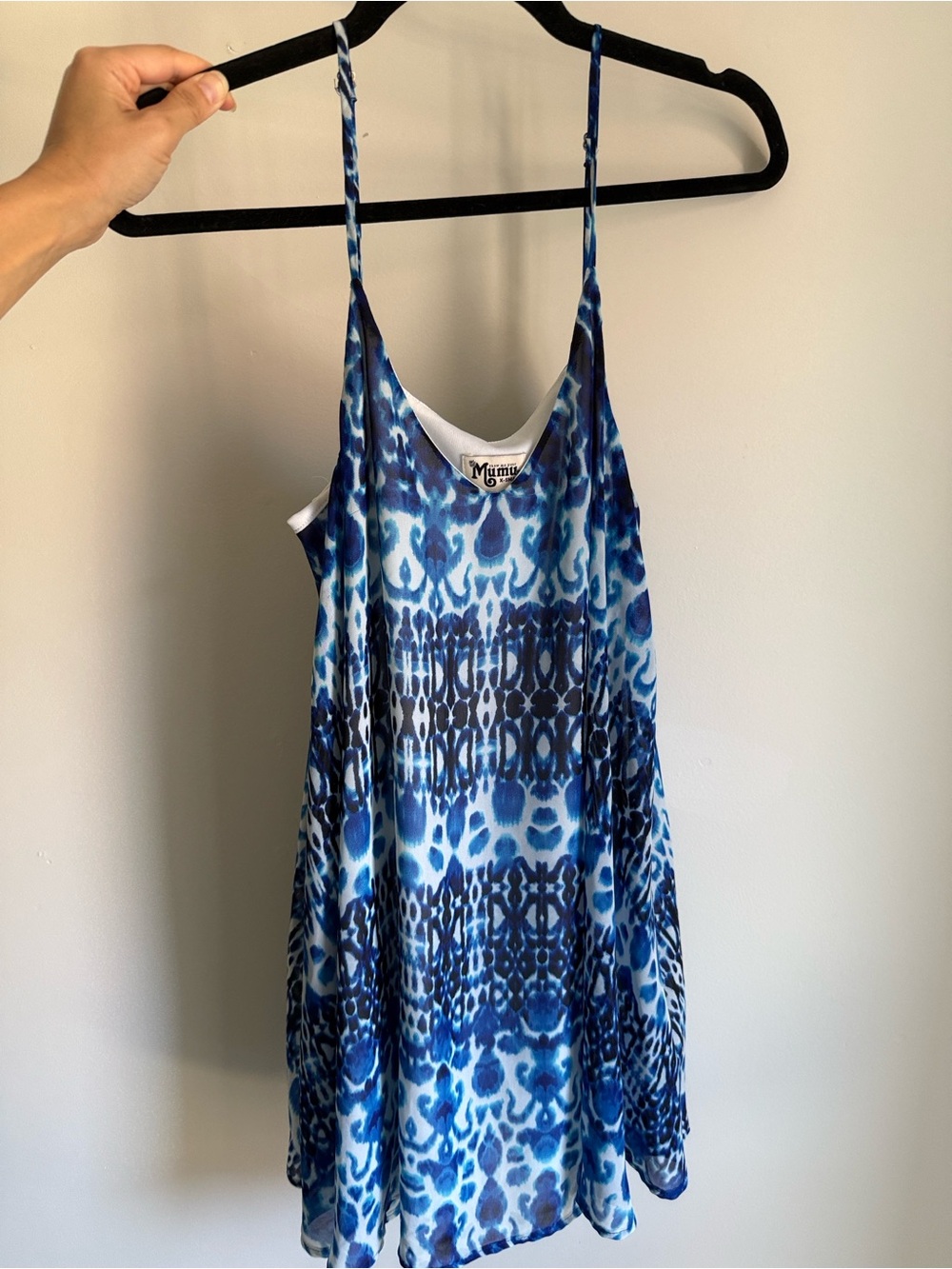 Show Me Your MuMu Blue Multi Print Spaghetti Strap Dress